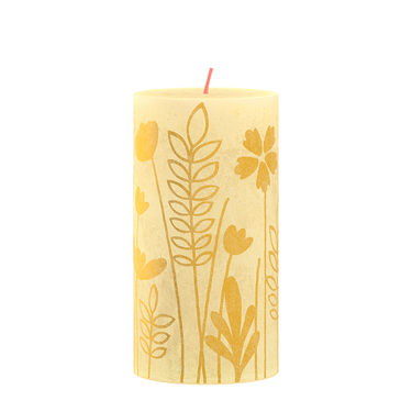 Bolsius stompkaars silhouette botergeel met print 13x6,8 cm