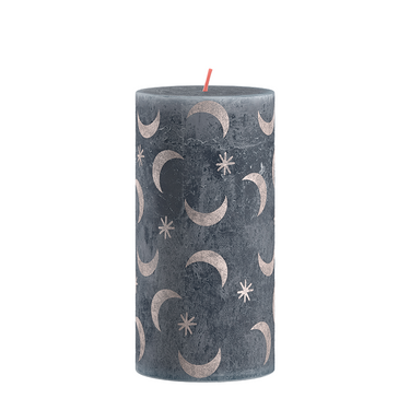 Bolsius silhouette stompkaars met print 13x6.8 cm leisteenblauw