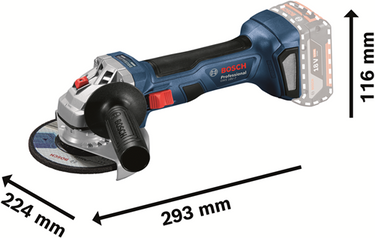 Bosch blauw gws 18v-7 professional 18v accu haakse slijpmachine solo in l-boxx | zonder accu's en lader - 06019h9002