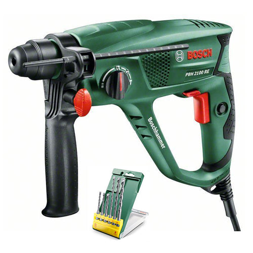 Bosch groen pbh 2100 re boorhamer | + promoline 6-dlg sds plus s2 set - 06033a9303
