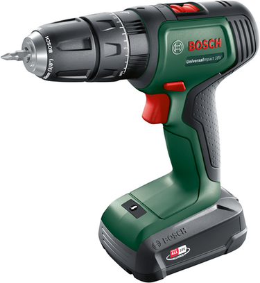 Bosch groen universalimpact 18v | accuklopboorschroevendraaier | 2 x 1.5 ah accu + lader | + systembox 06039d4103