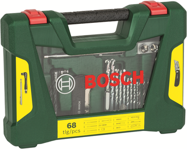 Bosch accessoires bosch v-line boorset - 68-delig - voor hout, metaal en steen - met mes, magnetisch uitschuifbare pen en haakse multifunctionele bithouder