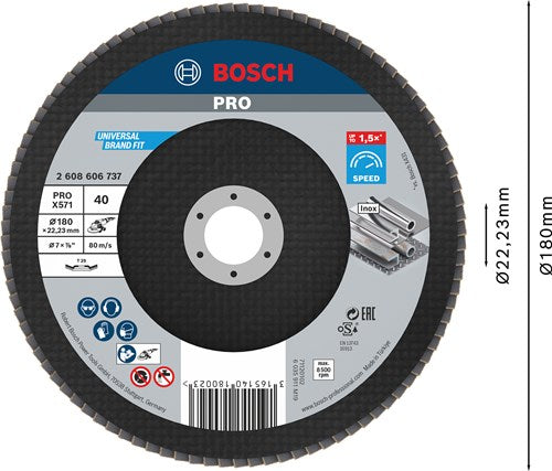 Load image into Gallery viewer, Bosch accessoires 1 lamellenschijf 180 x571, best for metal haaks, k40 - 2608606737
