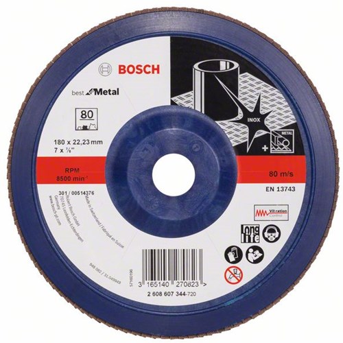 Bosch accessoires 1 lamellenschijf 180 x571, best for metal recht, kunststof, 80 - 2608607344