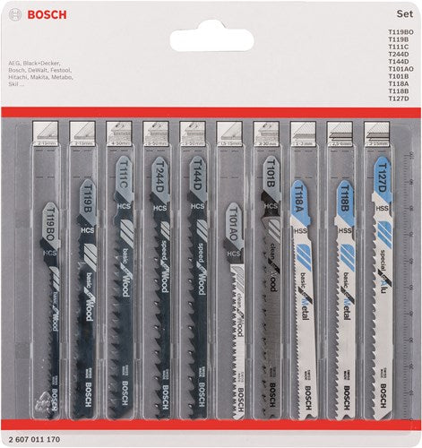 Bosch accessoires 10-delige decoupeerzaagbladenset wood and metal - 2607011170