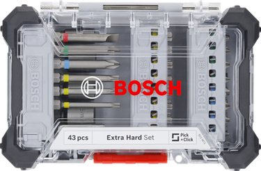 Bosch accessoires bosch professional extra hard schroefbitset, 43-delig - bitset- en dopsleutel