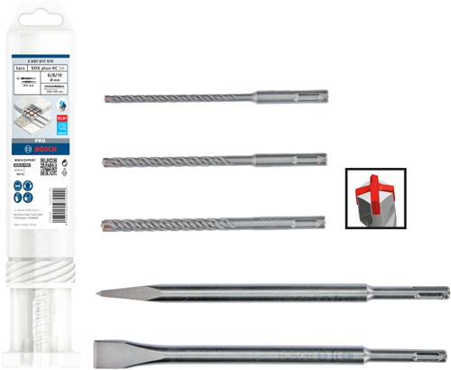 Load image into Gallery viewer, Bosch accessoires 5-delige sds-plus pro plus 5x boren en beitelset - 2607017515
