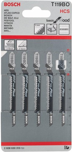 Load image into Gallery viewer, Bosch accessoires 5x basic voor hout decoupeerzaagblad t119bo - 2608630310
