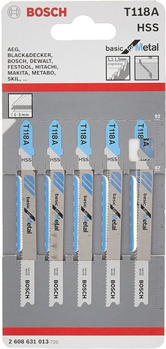 Load image into Gallery viewer, Bosch accessoires 5x basic voor metaal decoupeerzaagblad t118a - 2608631013
