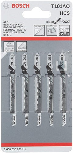 Load image into Gallery viewer, Bosch accessoires 5x clean voor hout decoupeerzaagblad t101ao - 2608630031
