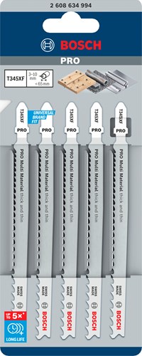 Bosch accessoires 5x progressor voor hout en metaal decoupeerzaagblad t345xf - 2608634994