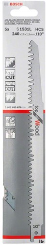 Bosch accessoires bosch reciprozaagblad s 1531 l 190mm grof hout - 5 stuks