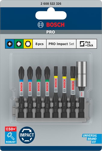 Bosch accessoires 8-delige impact control bitset - 2608522326 - 2608522326