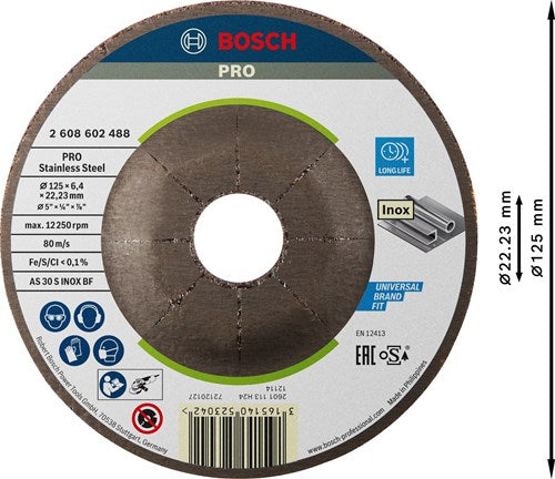 Bosch accessoires afbraamschijf | inox | 125mm | per 1 | 2608602488 - 2608602488