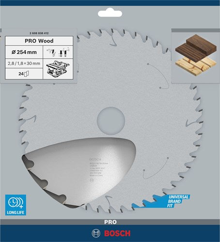 Load image into Gallery viewer, Bosch accessoires cirkelzaagblad opt wood 254x30x2.8 1.8x24t - 2608838412
