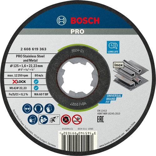 Load image into Gallery viewer, Bosch accessoires doorslijpschijf x-lock sfinox 125x1.6 mm - 2608619363
