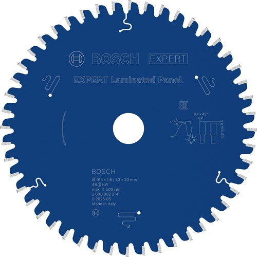 Bosch accessoires expert laminated panel-cirkelzaagblad | 165 x 1,8 1,3 x 20 mm | t48 - 2608902214