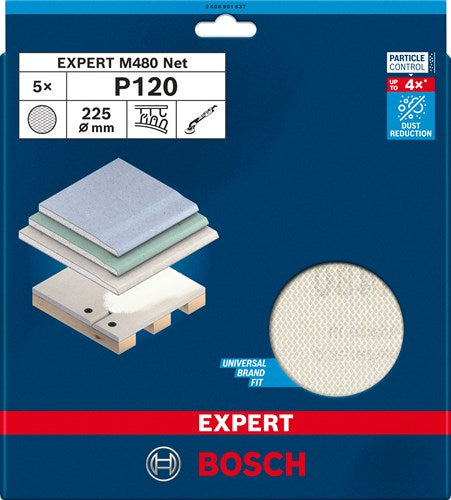 Load image into Gallery viewer, Bosch accessoires expert m480 schuurnet 225 mm, k 120, 5-delig - 2608901637
