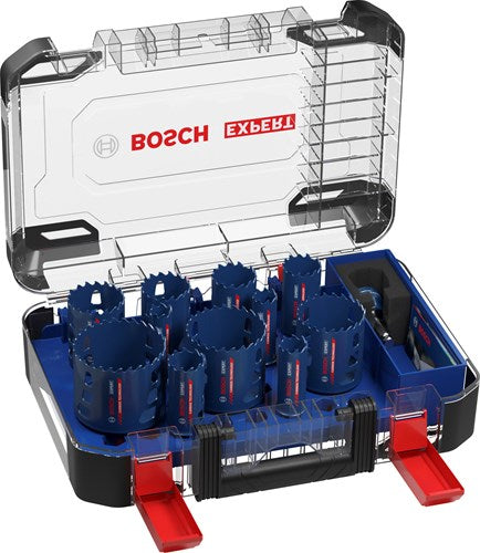 Afbeelding laden in galerijviewer, Bosch accessoires expert multi material power change plus gatzagenset | 20; 22; 25; 32; 35; 40; 44; 51; 60; 68; 76 x 60 mm | 14-delig - 2608901909

