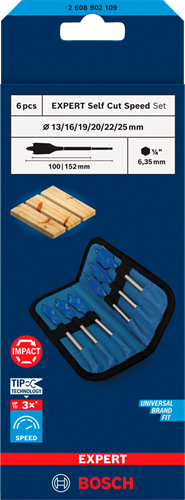 Afbeelding laden in galerijviewer, Bosch blauw bosch accessoires expert speedborenset self cut speed | 6-delig | 13, 16, 19, 20, 22, 25 mm - 2608902109
