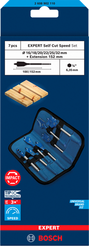 Load image into Gallery viewer, Bosch blauw bosch accessoires expert speedborenset self cut speed | 7-delig | 16, 18, 20, 22, 25, 32 mm - 2608902110
