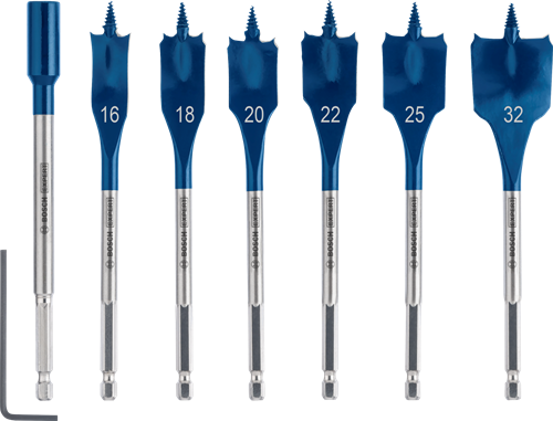 Afbeelding laden in galerijviewer, Bosch blauw bosch accessoires expert speedborenset self cut speed | 7-delig | 16, 18, 20, 22, 25, 32 mm - 2608902110
