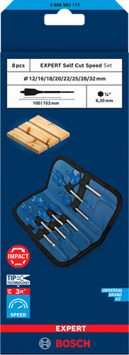 Afbeelding laden in galerijviewer, Bosch blauw bosch accessoires expert speedborenset self cut speed | 8-delige | 12, 16, 18, 20, 22, 25, 28, 32 mm - 2608902111
