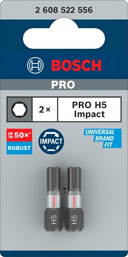 Bosch accessoires pro hex slagschroefbit | h5 | 25 mm | 2-delig - 2608522556