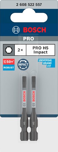 Bosch accessoires pro hex slagschroefbit | h5 | 55 mm | 2-delig - 2608522557