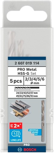Load image into Gallery viewer, Bosch accessoires pro metal hss-g spiraalboorset | 5-delig - 2607019114
