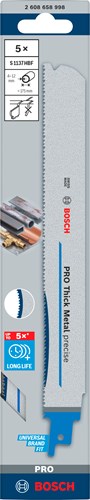 Load image into Gallery viewer, Bosch accessoires pro thick metal precise s1137hbf zaagblad | 1 |1 x 25 x 225 mm | 5-delig - 2608658998
