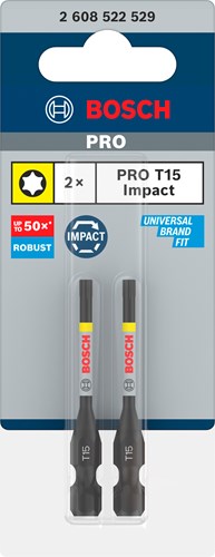 Bosch accessoires bosch pro impact torx t15 bits 55mm 2 stuks