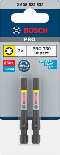 Load image into Gallery viewer, Bosch accessoires pro torx slagschroefbit | t30 | 55 mm | 2 stuks - 2608522532
