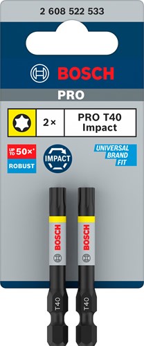 Bosch accessoires pro torx slagschroefbit | t40 | 55 mm | 2 stuks - 2608522533