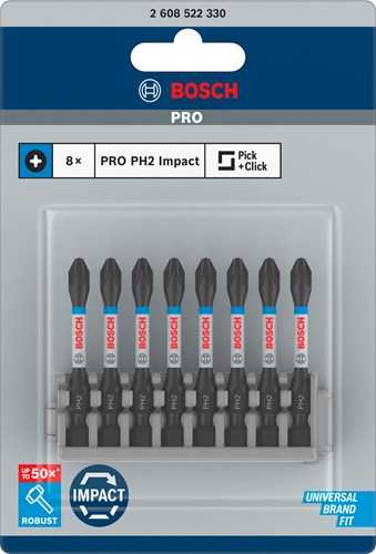 Bosch accessoires impact power bit 50mm, 8xph2