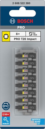 Bosch accessoires schroefbit impact control t20, 25 mm 8x - 2608522380