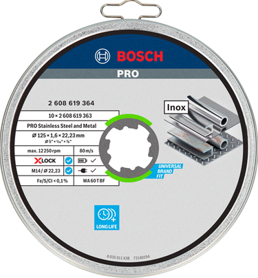 Bosch accessoires bosch accessories x-lock 2608619364 doorslijpschijf recht 125 mm 10 stuk(s) inox