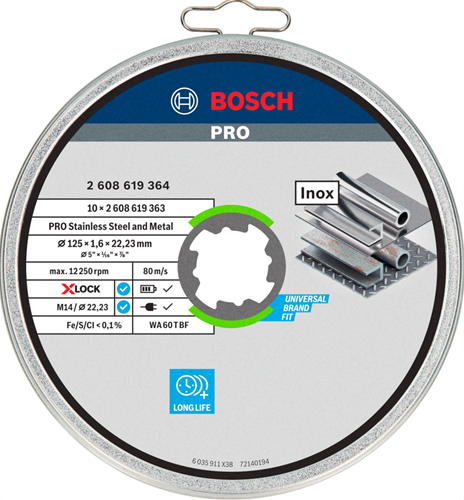 Load image into Gallery viewer, Bosch accessoires slijpschijf x-lock sfinox 10x125x1.6 mm - 2608619364
