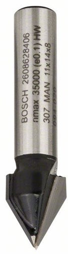 Afbeelding laden in galerijviewer, Bosch accessoires v-groeffrezen 8 mm, d1 11 mm, l 14 mm, g 45 mm, 60° 1st - 2608628406
