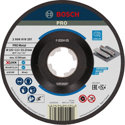 Load image into Gallery viewer, Bosch accessoires x-lock slijpschijf expert for metal 125x2.5x22.23mm, gebogen - 25 stuk(s) - 2608619257
