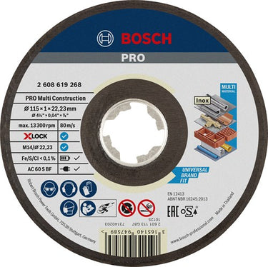 Bosch accessoires x-lock slijpschijf multi construction 115x1x22.23mm, recht - 1 stuk(s) - 2608619268