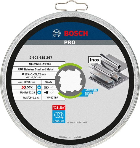 Load image into Gallery viewer, Bosch Prof doorslijpschijf in blik recht Inox RVS 125 mm(10)
