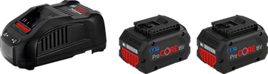 Bosch blauw 18v starterset met 2 accu's procore18v 5.5ah + lader gal 1880 cv - 1600a0214c