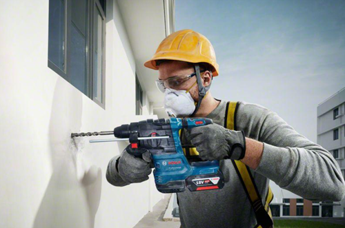 Afbeelding laden in galerijviewer, Bosch blauw bosch professional gbh 18v-22 - boorhamer - l-boxx - accu en lader niet meegeleverd - inclusief handgreep - machinedoek - diepteaanslag
