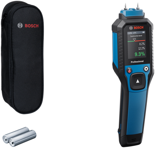 Bosch blauw gmp 2-15 materiaalvochtmeter | 2x batterij 1,5v lr6 (aa) + opbergetui - 0601078100