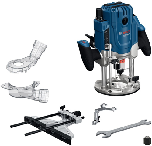 Afbeelding laden in galerijviewer, Bosch blauw gof 20-12 bovenfrees | incl. sleutel, parallelgeleider, 2x spantang, 2x stofadapter, rolgeleider - 0601627221
