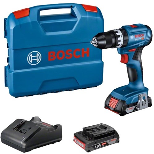 Bosch blauw gsb 18v-45 accu schroef- en klopboormachine | 2 x 2,0 ah accu + oplader | in l-case 06019k3302