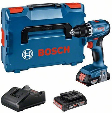 Bosch blauw gsr 18v-45 professional | accuschroefboormachine | 2 x 2,0 ah accu + oplader | in l-boxx 136 + inlay 06019k3203