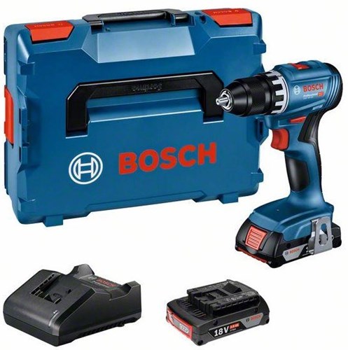 Load image into Gallery viewer, Bosch blauw gsr 18v-45 professional | accuschroefboormachine | 2 x 2,0 ah accu + oplader | in l-boxx 136 + inlay 06019k3203
