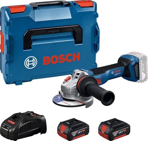 Load image into Gallery viewer, Bosch blauw gws 18v-11 accu haakse slijper | inclusief 2x gba 18v 5,0 ah gal 1880 cv lader - 06019n4103
